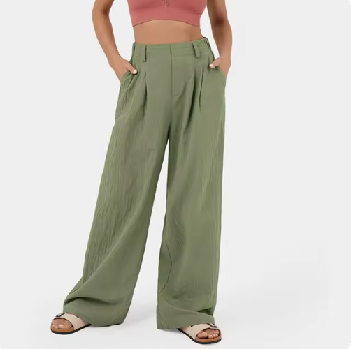 Pantalón palazzo de cintura alta con lazo elegante cómodo y super chic